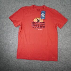 Life Is Good Shirt Mens Medium Red Dog‎ Puppy Short Sleeve Crusher Tee